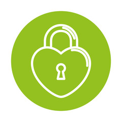 silhouette of security padlock with heart shaped on green background