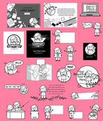 Vintage Comic Housewife Characters - Set of Different Concepts Vector illustrations