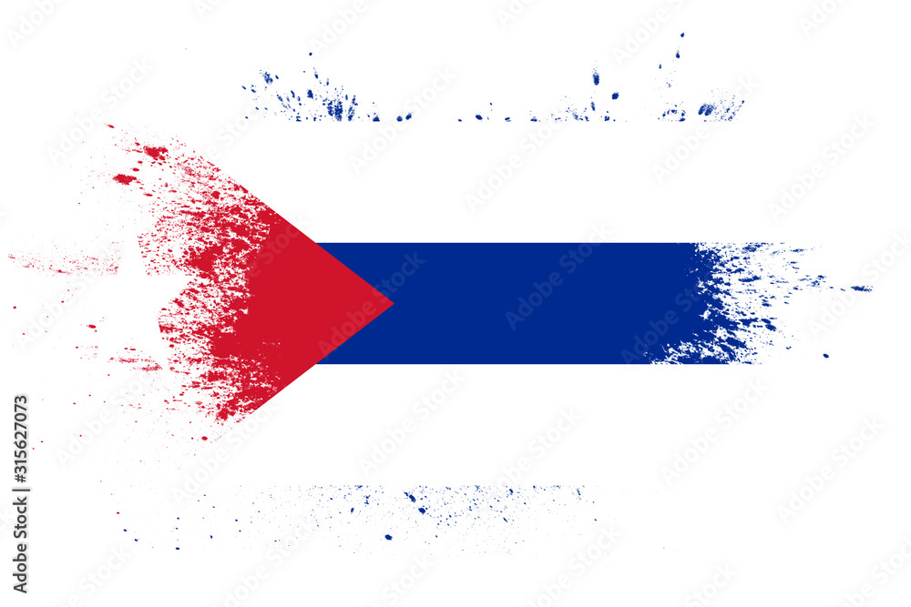 Poster flag of cuba with texture. template for design