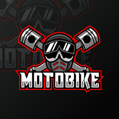 skull moto bike mascot sport esport logo template