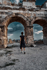 Fototapeta na wymiar Ruins of Hierapolis ancient city Pamukkale Turkey