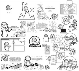 Various Templates with Nun Lady - Set of Concepts Vector illustrations