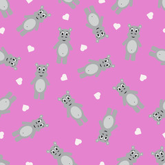 Seamless pattern with cartoon hippo.Children print, textile design.