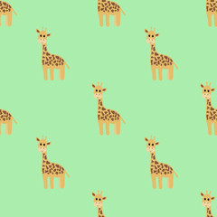 Seamless pattern with cartoon giraffe. Vector illustration.