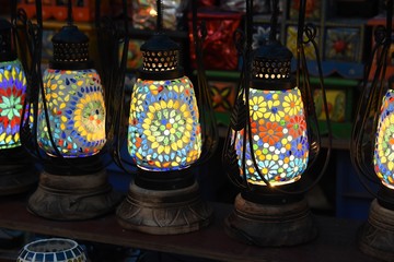Series of Beautiful glass metal lanterns