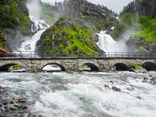 Langfossen Waterfall, Norway.
