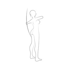 Line Art Gesture Archer Woman