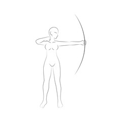 Line Art Gesture Archer Woman