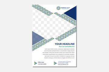 Abstract geometric layout background. White brochure cover design. Fancy info text frame. triangle and hexagon pattern. 