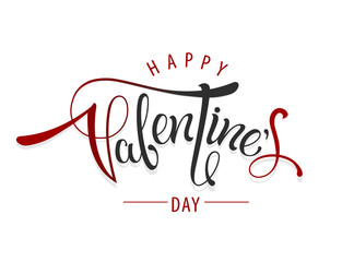 Typography poster with hand drawn Happy Valentines Day calligraphy. Lettering design elements. Celebration text for web, banner, card, postcard, event icon logo or badge. Vector illustration.