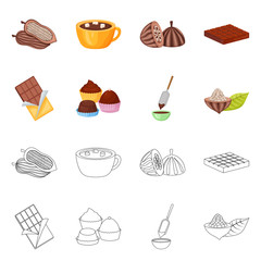 Vector illustration of food and yummy sign. Collection of food and brown vector icon for stock.