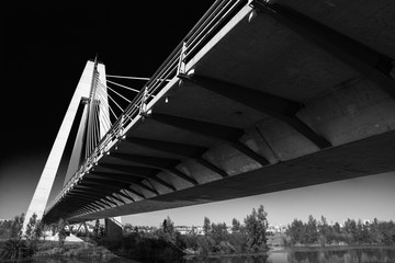 Suspension bridge in Badajoz Spain. Straight lines, modern architecture