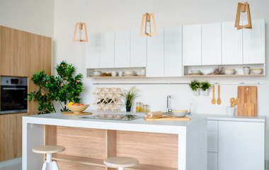 white modern kitchen, interior