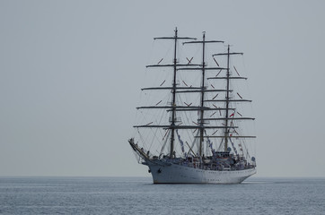 Fototapeta na wymiar SAILING SHIP - Frigate in a training cruise at sea