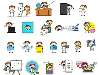Retro Office Guy - Collection of Concepts Vector illustrations