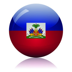 Obraz premium Haitian flag glass icon vector illustration