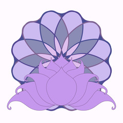 Lotus and mandala. Vector image of a stylized Lotus flower in vintage style with the mandala.