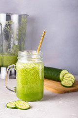 Glass of fresh cucumber juice. Detox water. Healthy drink.