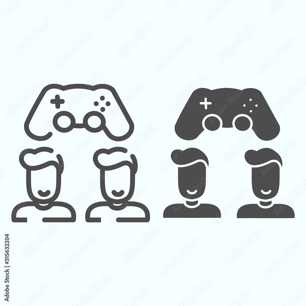 Aufkleber gaming battle line and solid icon. two gamers with controller vector illustration isolated on white.