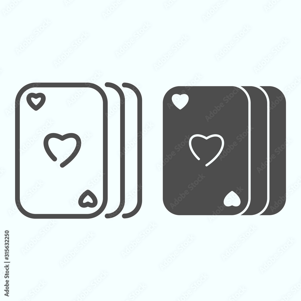 Poster cards line and solid icon. playing cards vector illustration isolated on white. cards game outline s