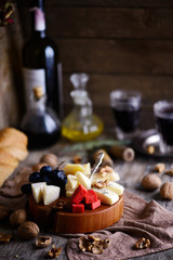 cheese on the cutting board. selective focus