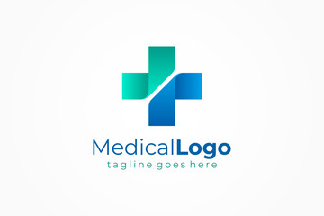 Cross Sign Medical Logo Health Symbol Pharmacy Icon. Flat Vector Logo Design Template Element - obrazy, fototapety, plakaty