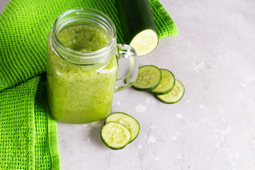 Glass of fresh cucumber juice. Detox water. Healthy drink.