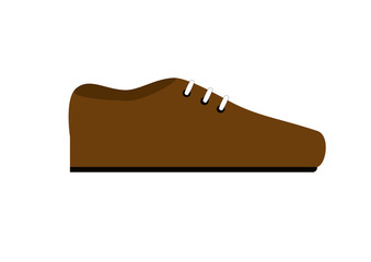 Brown boot with laces and black soles. Illustrations. Vector.