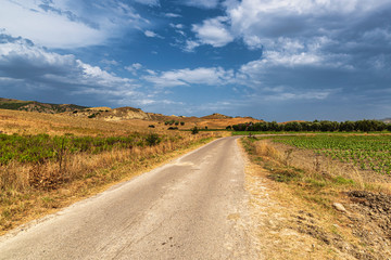 Rural landscape in Matera province at summer