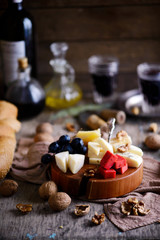 cheese on the cutting board. selective focus