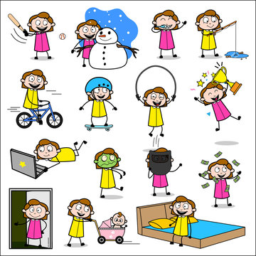Collection of Office Girl - Set of Concepts Vector illustrations