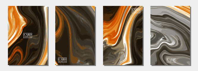 set of fluid acrylic painting or swirl marble abstract background