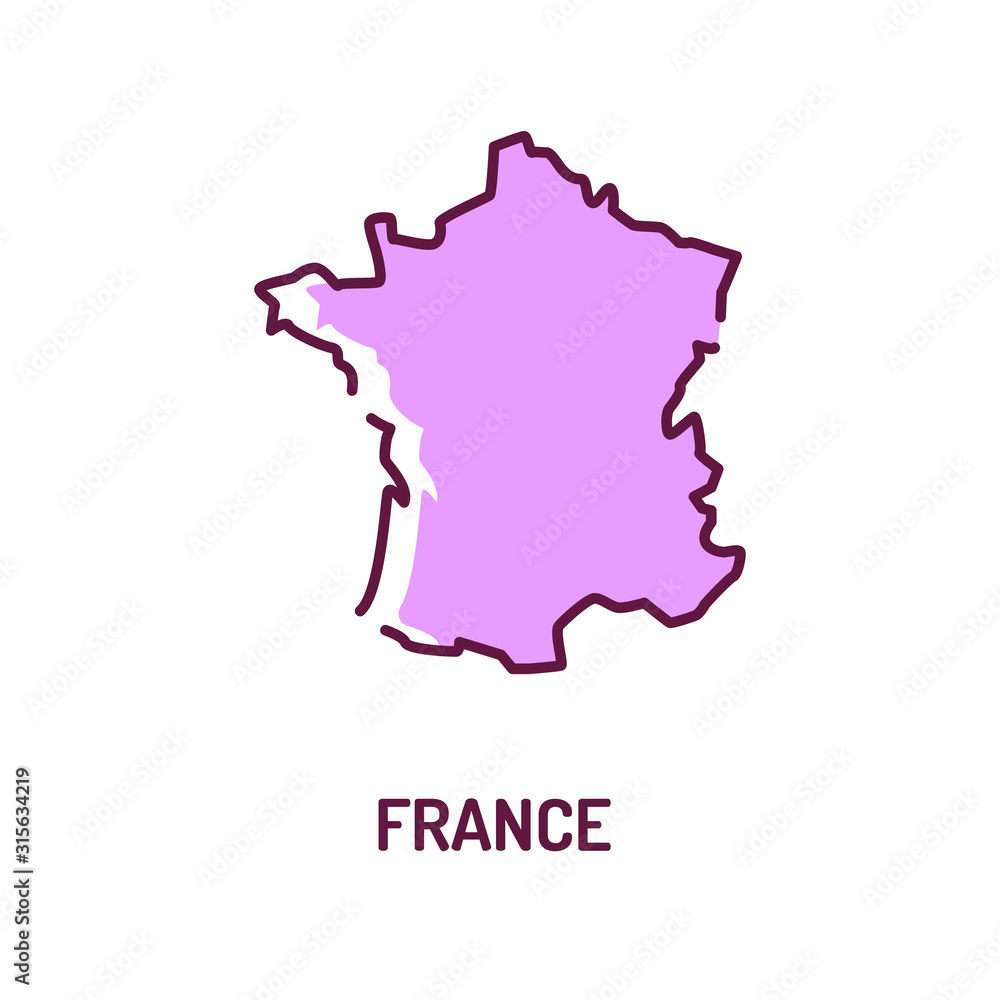 Poster france map color line icon. border of the country. pictogram for web page, mobile app, promo. ui ux 
