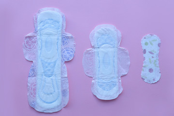 Women's hygiene, sanitary pads menstruation in cosmetics concept menstruation