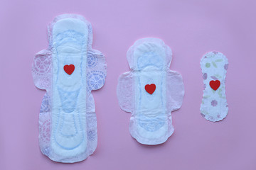 Women's hygiene, sanitary pads menstruation in cosmetics concept menstruation