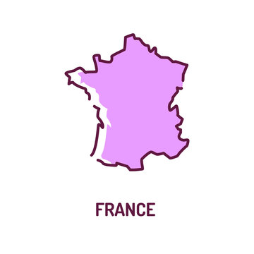 France map color line icon. Border of the country. Pictogram for web page, mobile app, promo. UI UX GUI design element. Editable stroke.