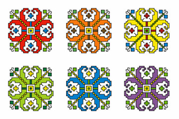 Bulgarian folk motif shevitsa pattern, Beautifull print on demand design,  Geometric background, Abstract wallpaper, Jewelry design, Cross stitch pattern, Ethnic motif isolated on white background