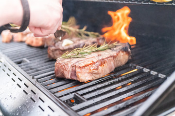 Grilling steak