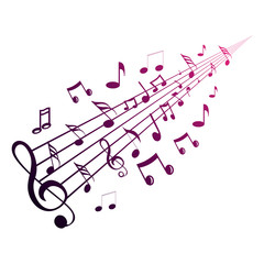 Fototapeta premium Music notes waving, music background, vector illustration icon