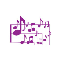 Music notes waving, music background, vector illustration icon