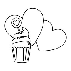 delicious and fresh cupcake with hearts