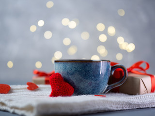 A symbol of love and the concept of Valentine's day. Romantic Breakfast Cup of coffee