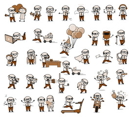 Various Comic Old Boss - Set of Concepts Vector illustrations
