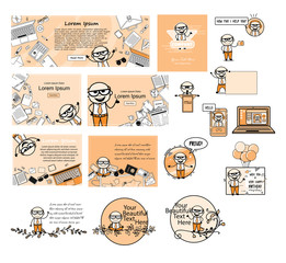 Collection of Old Boss Templates - Set of Concepts Vector illustrations