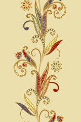 Seamless vintage borders. Traditional East style, ornamental floral elements.