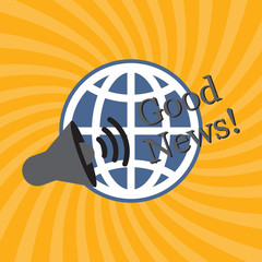 Good news information with a megaphone, message or notification symbol. Vector illustration.