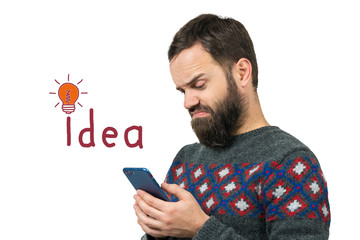 Business person having an bright idea light bulb concept