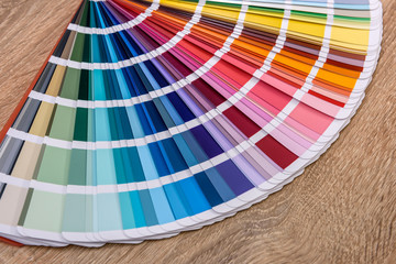 Colorful paper sampler of wall painting tones