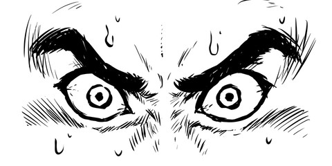 Japanese dramatic cartoon-like expression of eyes