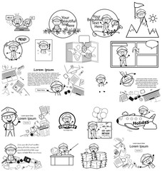 Templates with Retro Cartoon Policeman Cop - Set of Concepts Vector illustrations